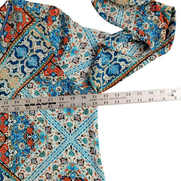 ZAC & RACHEL Mosaic Zip Up Boho Tunic Womens L Colorful Loose-Fitting Flattering - Picture 12 of 13